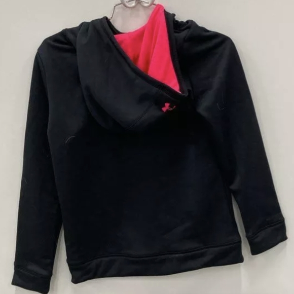 Under Armour Girls Armour Fleece Big Logo Black/Pink Hoodie NWOT Sz YLG MSRP $45 - Picture 4 of 6